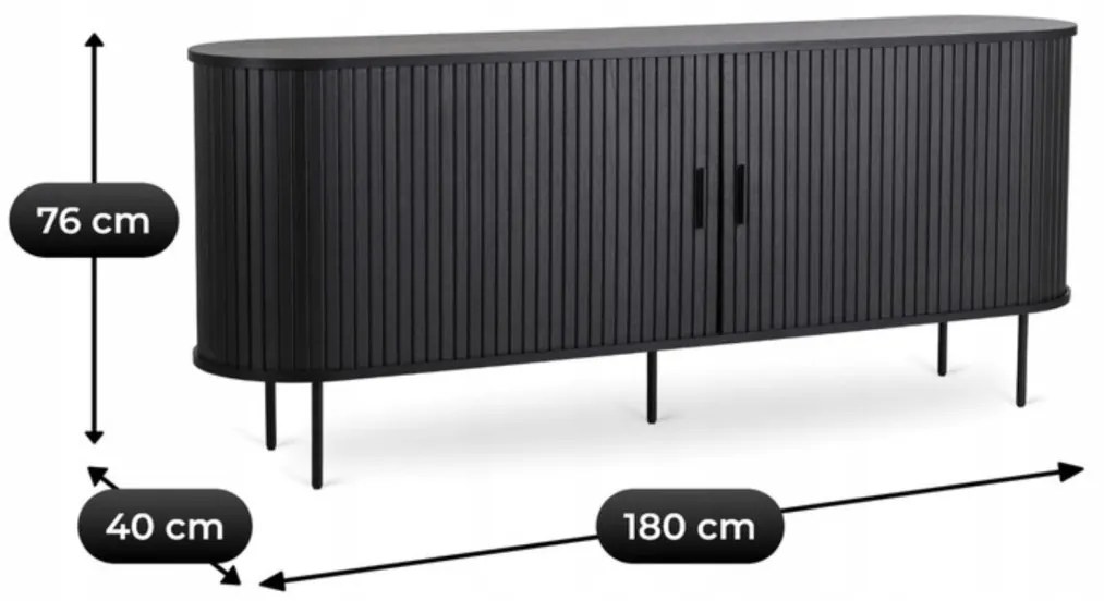 Komód 180 cm fekete színben – TRISH