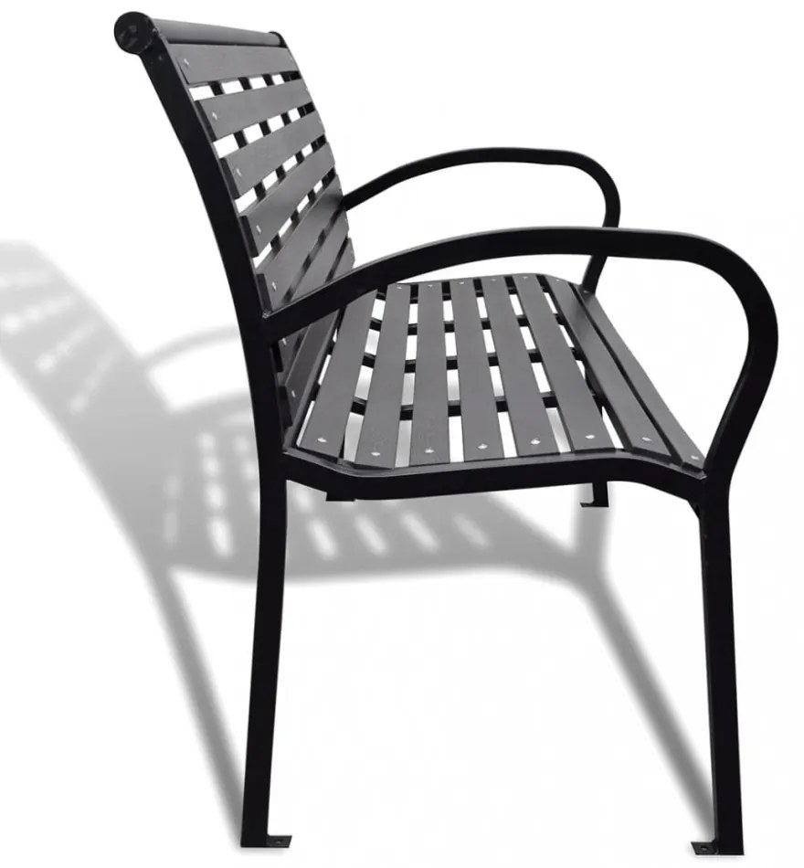 fekete acél és WPC kerti pad 125 cm