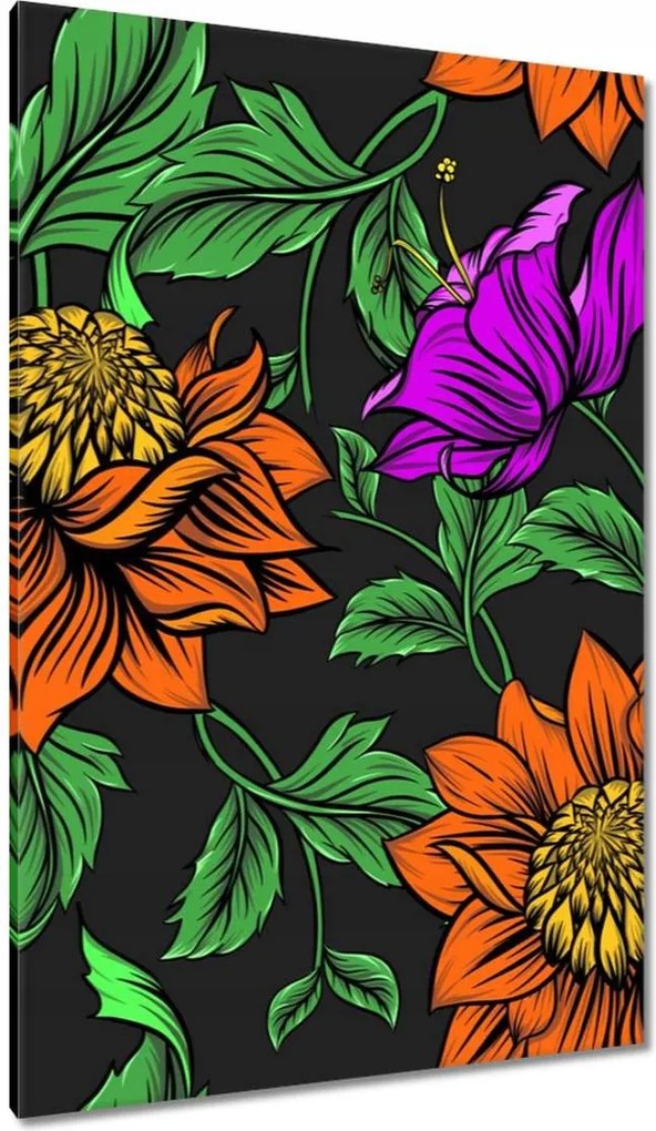 Vászonkép 80x120 Virágok Levelek