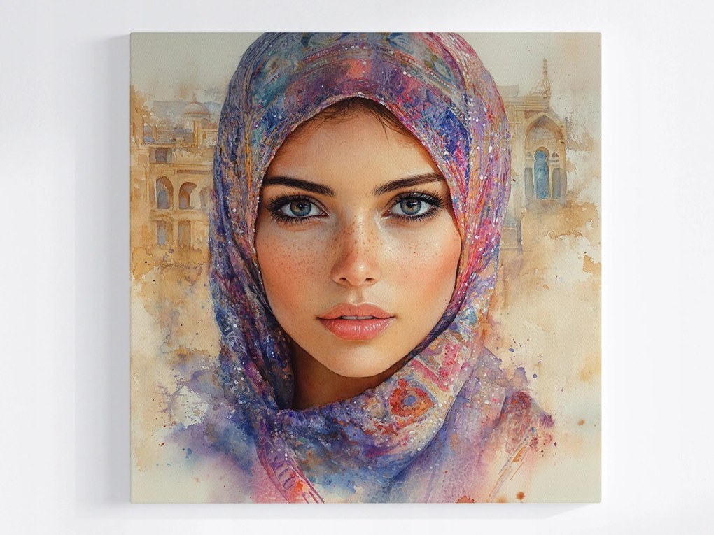 Canvas Vászonkép Nő Kelet Hidzsáb Akvarell Portré 80x80