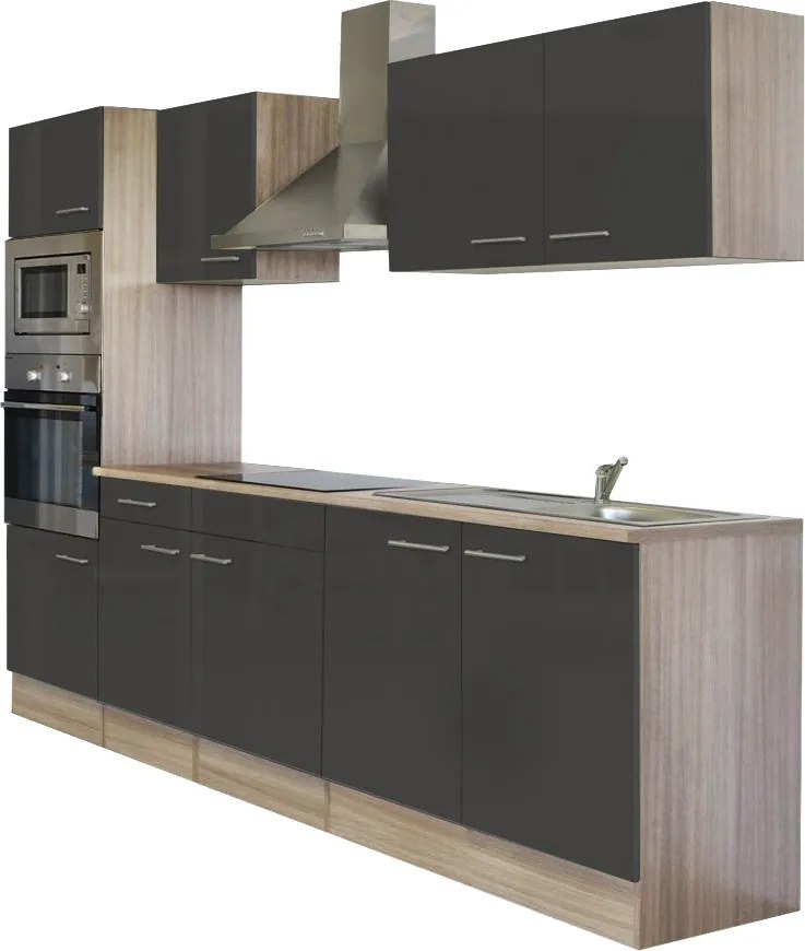 Yorki 270 konyhabútor sonoma tölgy korpusszal, selyemfényű antracit fronttal