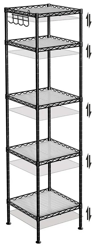 Fürdőszobai 5 szintes tároló, 30 x 30 x 121 cm