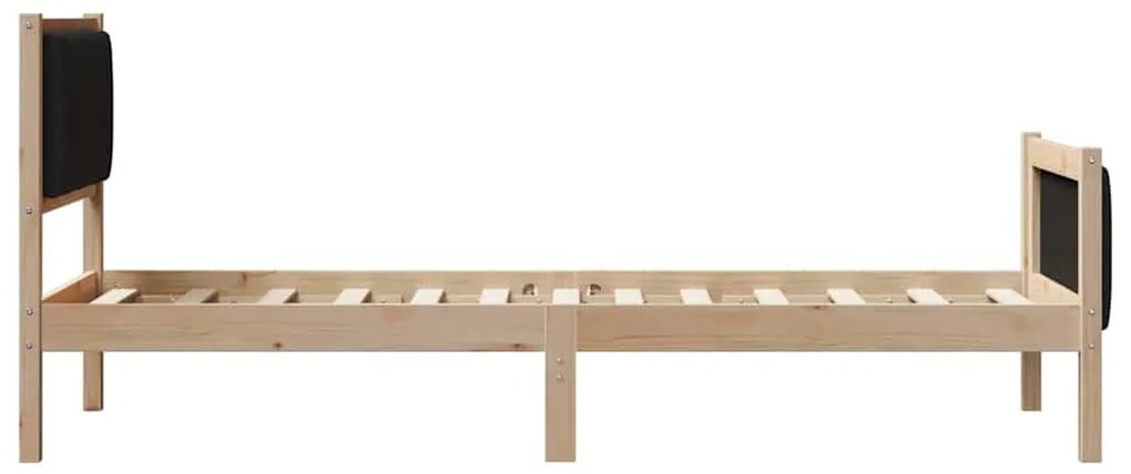 Ágykeret fejtámlával Barna és fekete 80 x 200 cm Tömör fenyőfa