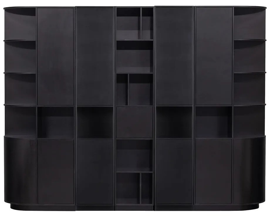 Fekete borovi fenyő moduláris könyvespolc 276x210 cm Finca – WOOOD