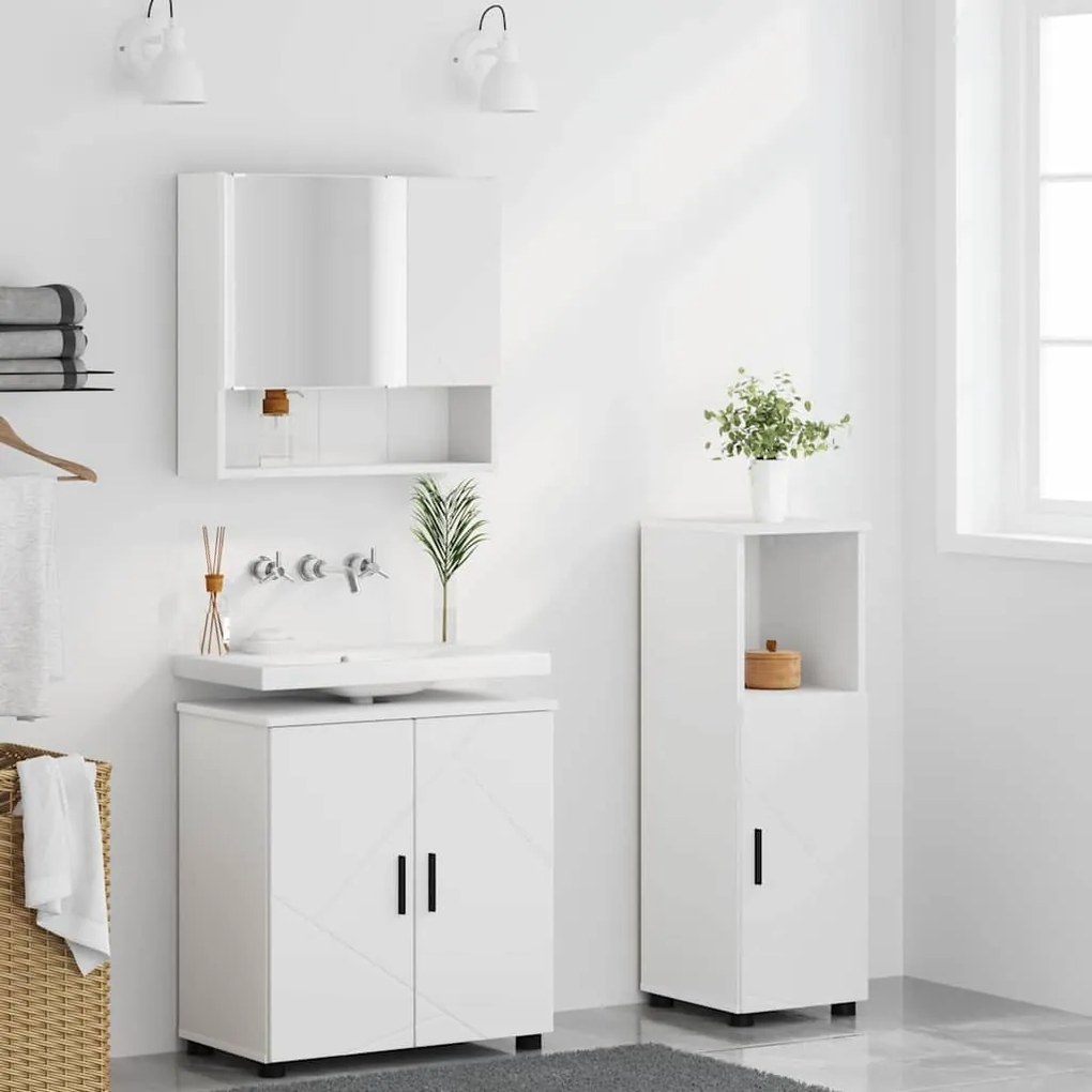 Fürdőszoba bútor szett 3 pcs Fehér 61 x 35 x 64 cm Faanyag
