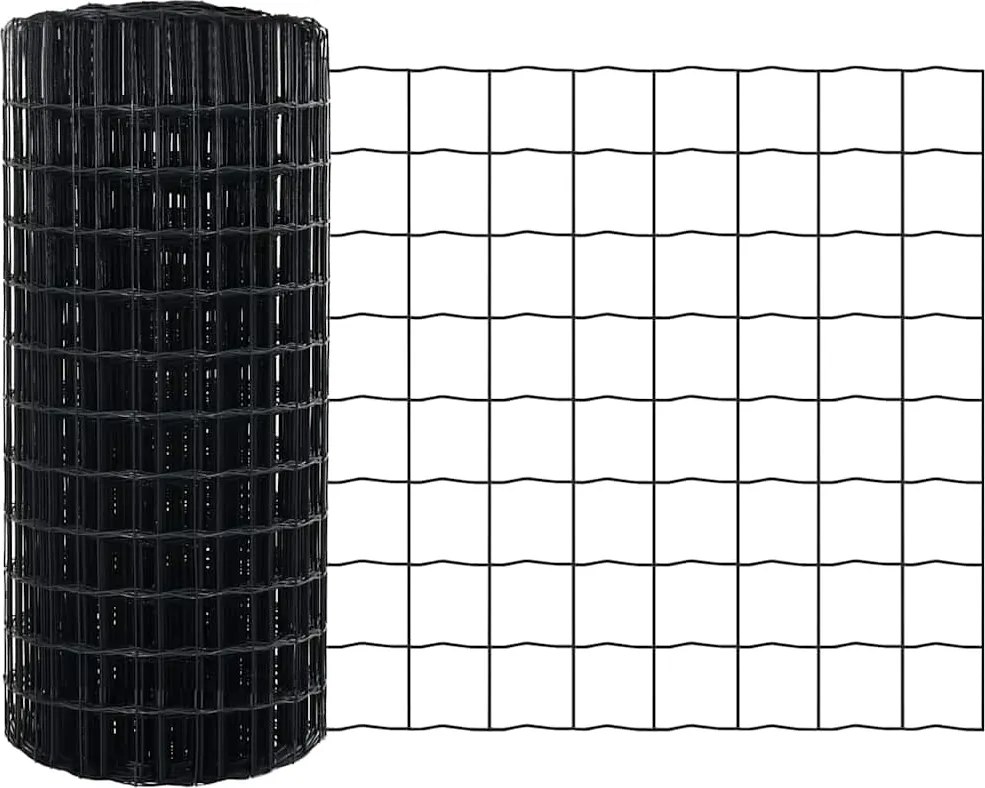 vidaXL Európai Kerítés Szürke 0,8 x 25 m PVC-bevonatú vas