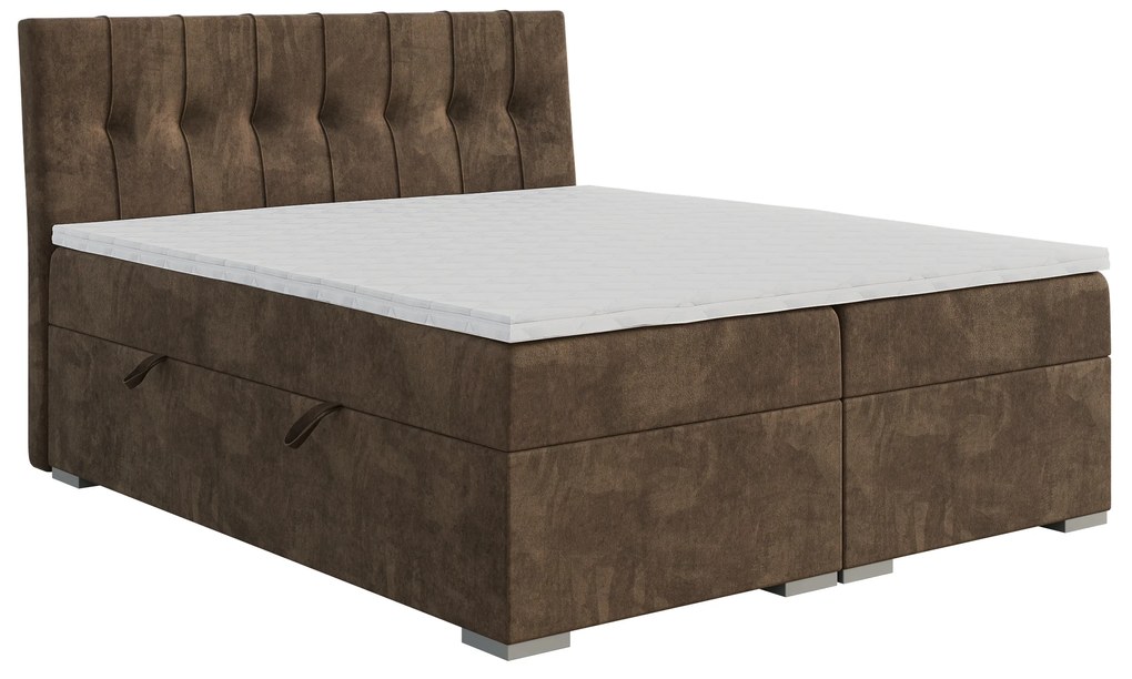 Egyszemélyes ágy Boxspring 120 cm Driny (karamell) (matraccal és tárolóhellyel). Akció -17%. 1043357