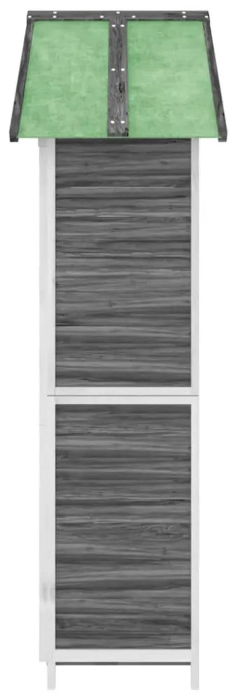 szürke tömör fenyőfa kerti szerszámtároló 89 x 52,5 x 175 cm