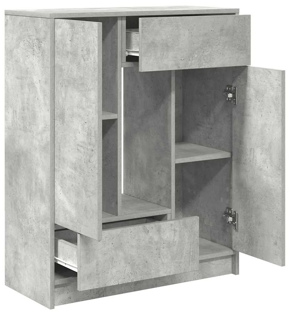 betonszürke komód fiókokkal és ajtókkal 73x31x90 cm