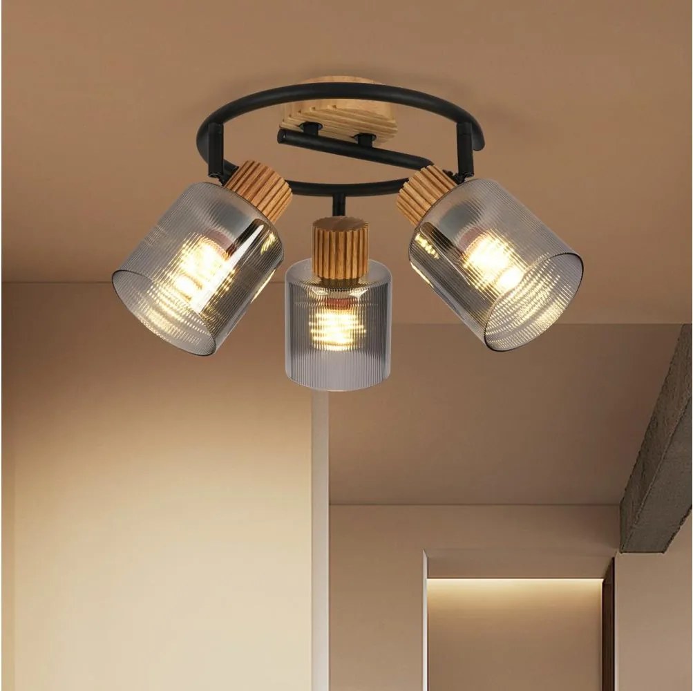 Brilagi - HYGGE spotlámpa 3xE14/15W/230V fa/füstszínű