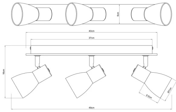 Globo 54307-3W - CLAUDE 3xE14/40W spotlámpa fekete/fa