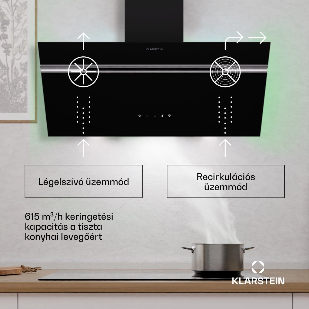 Klarstein Alina elszívó, 80 cm, 600 m³/h, Csendes, EEK A