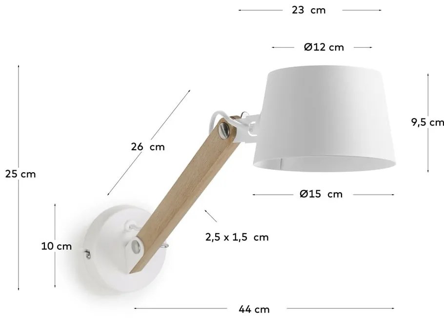 Fehér-natúr színű fali lámpa ø 15 cm Muse – Kave Home