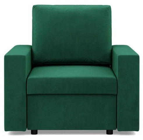 Zeus fotel, egyenes kartámasz, bársony, hab töltet, zöld