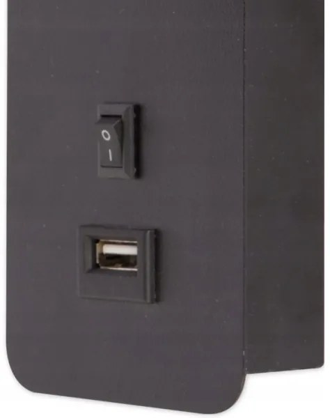 Fali spotlámpa USB töltővel 1xGU10/35W/230V fekete