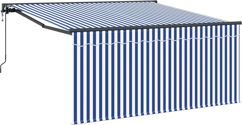 vidaXL Behúzható napellenző Kék és Fehér 300 x 250 cm