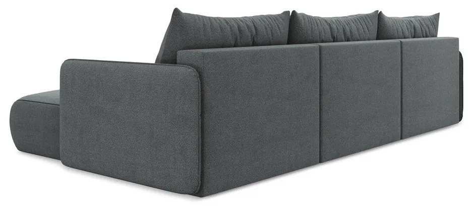 Szürke kinyitható-tárolóhelyes sarokkanapé Nanea – Makamii