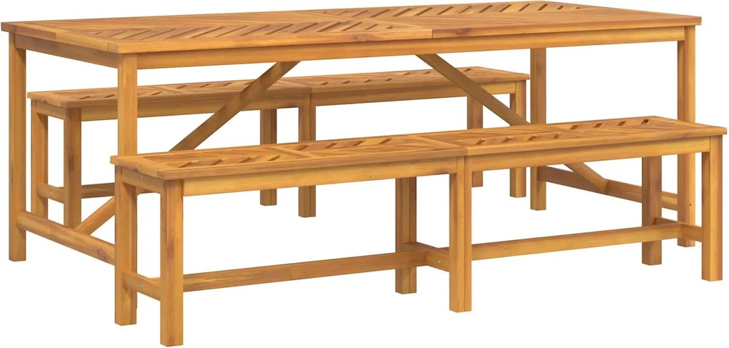 vidaXL Kert étkező szett 3 pcs Barna Tömör Akácfa