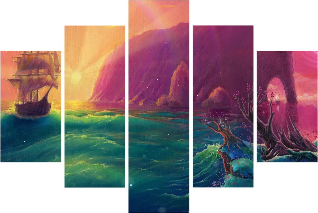 Kép - Olajfestmény, Vitorlázás egy fantasztikus birodalomba (150x105 cm)