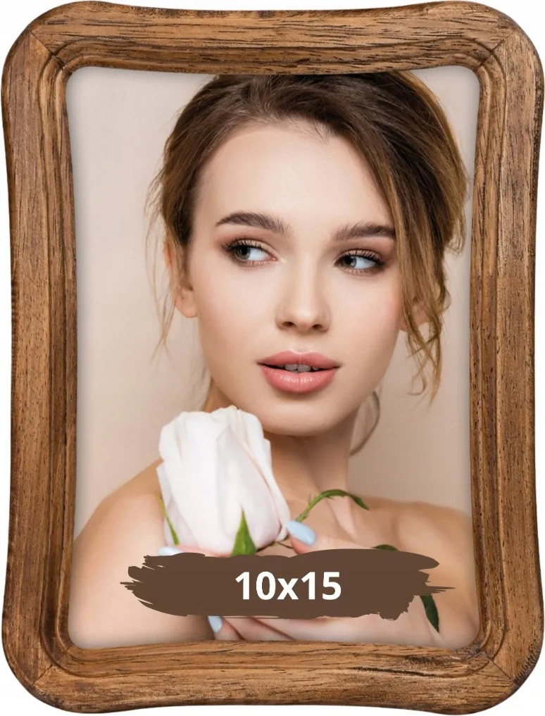 Fa képkeret 10x15 barna vintage rusztikus üveggel