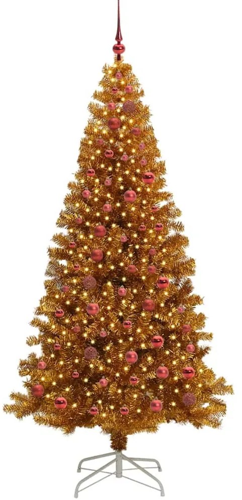 Karácsonyfa 300 LED-del állvánnyal Arany 210 cm PET