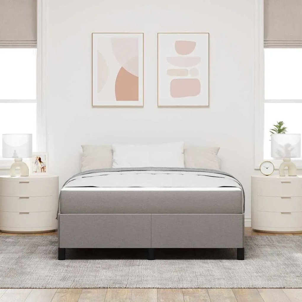 Boxrugós ágy Taupe és Fekete 140 x 200 cm Textil és mérnöki fa