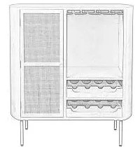 Krémszínű rattan bortartó szekrény, palackok száma 8, 90x100 cm Amaya – White Label