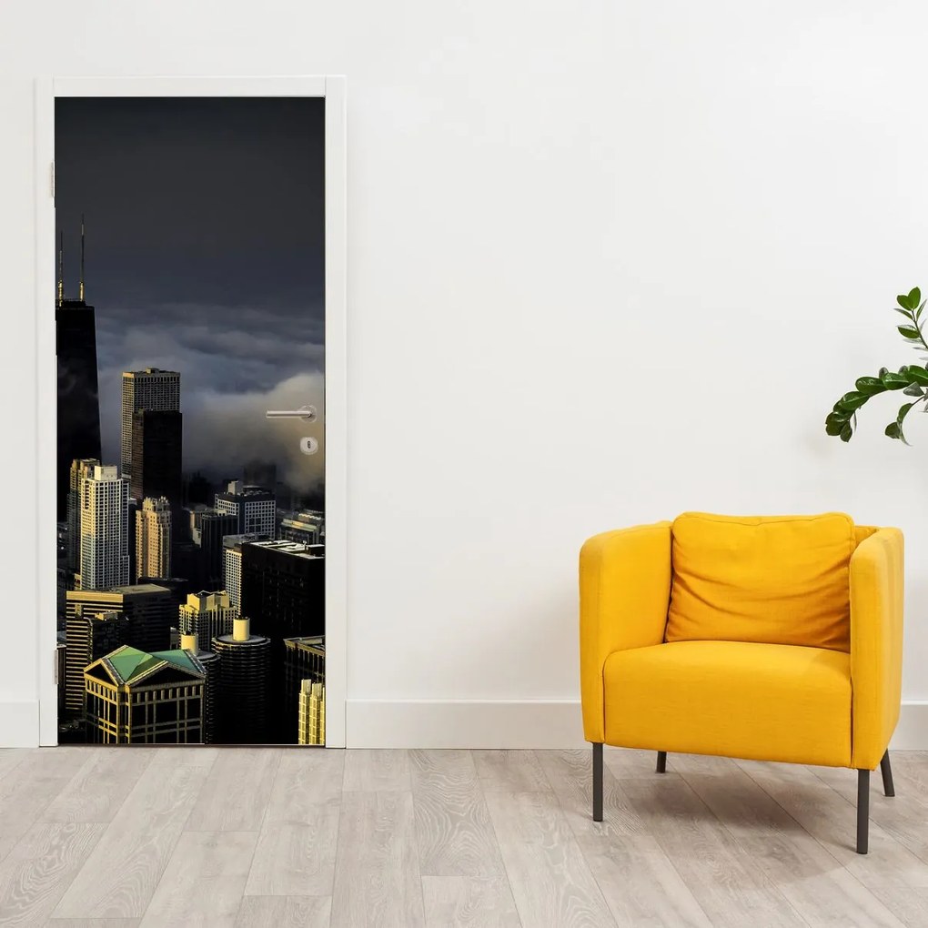 Fotótapéta ajtóra - Város a felhőkben (95x205cm)