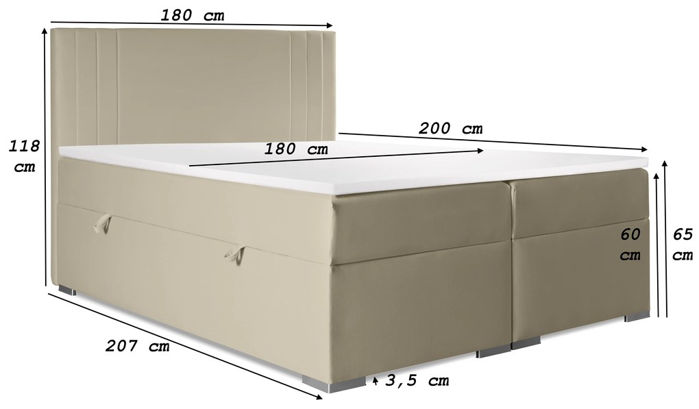 Franciaágy Boxspring 160 cm Morcano (bézs) (tárolóhellyel). Akció -17%. 1044275