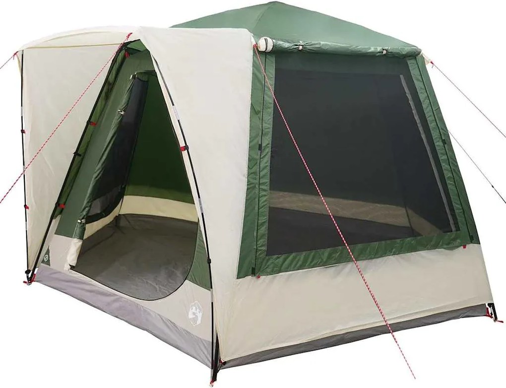 vidaXL Kempingssátor Kabin tetővel Zöld 420 x 420 x 227 cm Poliészter