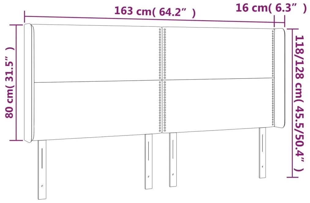 fekete műbőr LED-es fejtámla 163x16x118/128 cm
