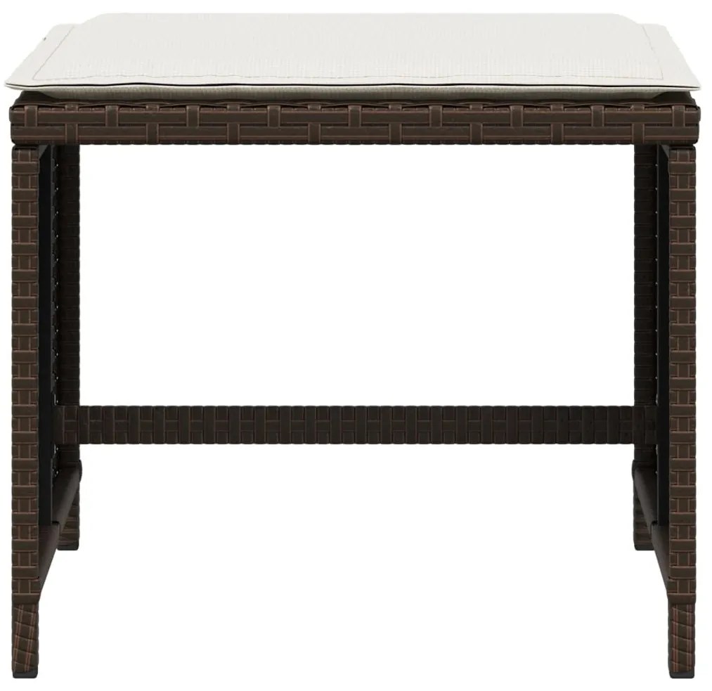 4 db barna polyrattan kerti szék párnával 40x40x35 cm