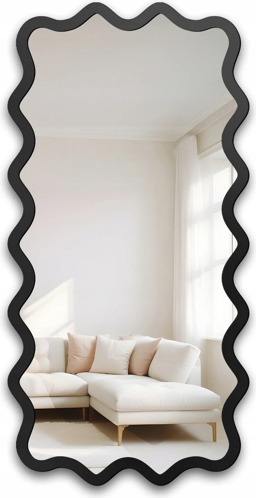 Aquarelle Marella fali tükör hullámos fekete keretben 60x120