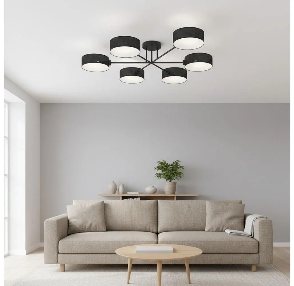 Felületre szerelhető csillár MAGA 6xE14/10W/230V fekete