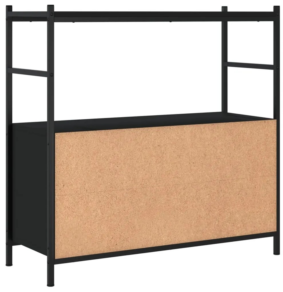 fekete szerelt fa és vas könyvespolc 80 x 30 x 78,5 cm