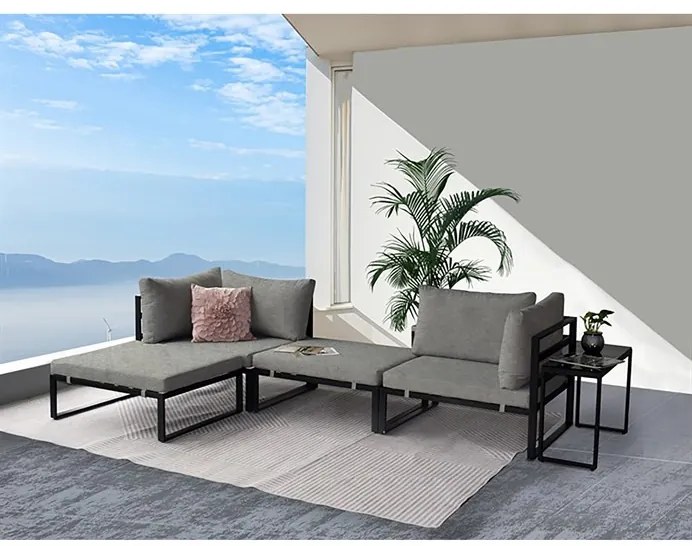 Kerti Bútorszett, Fém + Szövet, Szürke. AZ-L1761 SIL