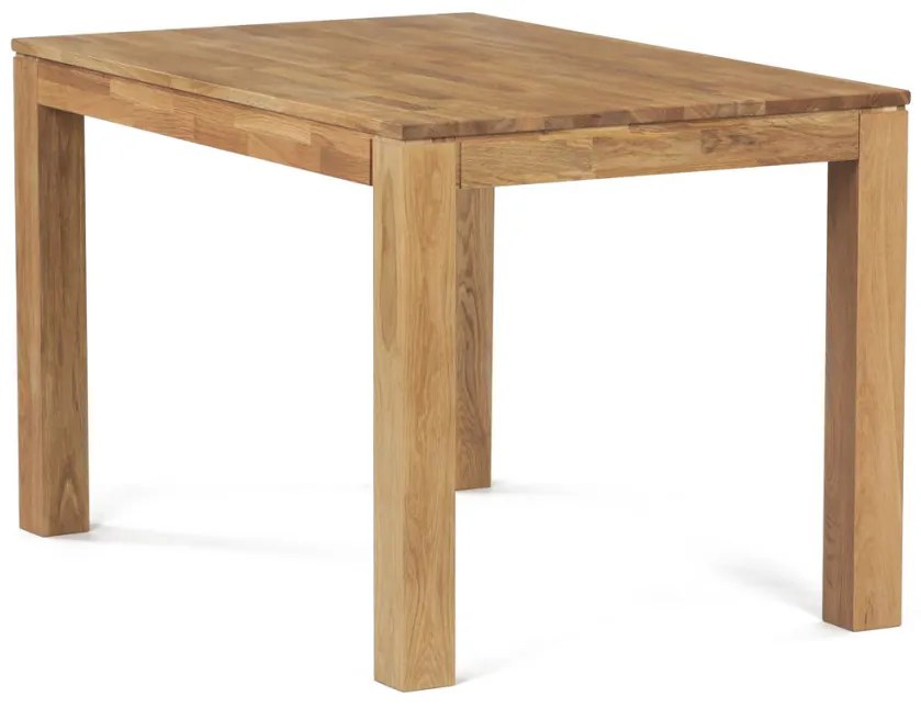 Masă de sufragerie 120x80x75 cm, stejar alb masiv, finisaj cu ulei, picioare de 8x8 cm