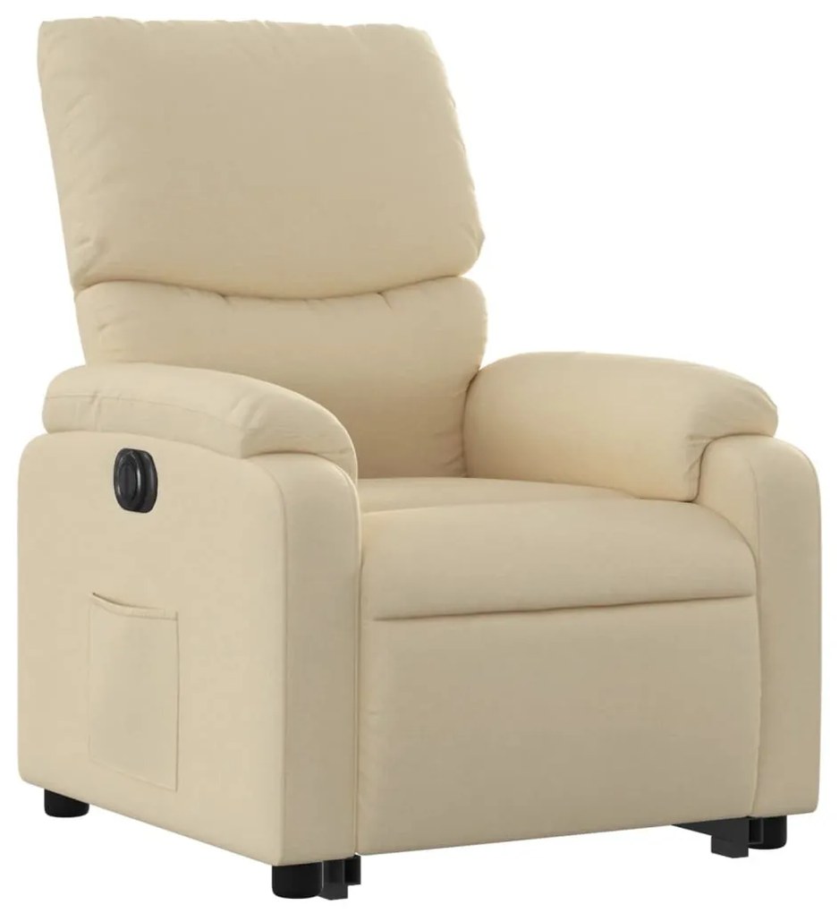 Elektromos felállást segítő krémszínű szövet dönthető fotel