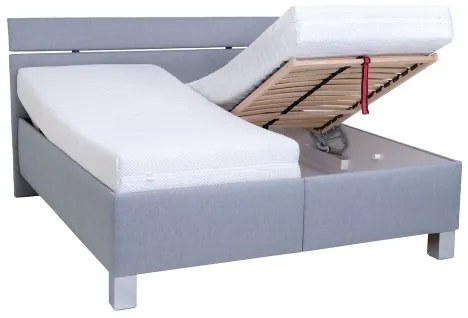 ALIS 180x200 cm világosszürke kárpitozott ágy matraccal és tárolóhellyel