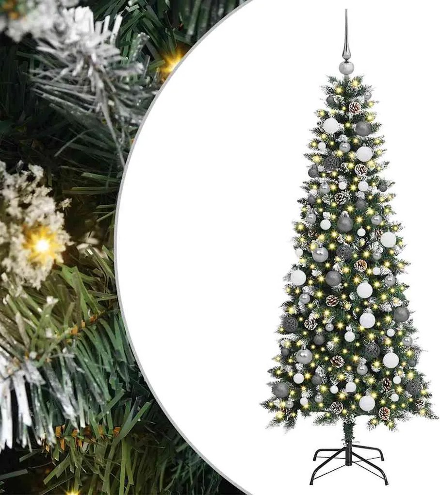 vidaXL Mű karácsonyfa 300 LED-del Zöld 180 cm PVC és Műanyag és Acél