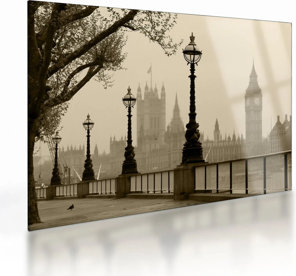 Kép - London a ködben, Anglia (üvegen) (70x50 cm)