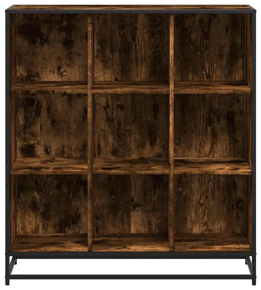 füstös tölgy szerelt fa és fém könyvszekrény 97,5x33x107,5 cm