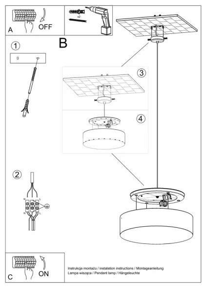 Csillár zsinóron ARENA 45 3xE27/60W/230V fehér