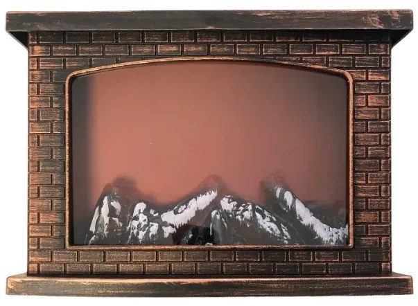 Modern kandalló LED lángutánzattal - 25 x 18 cm - réz