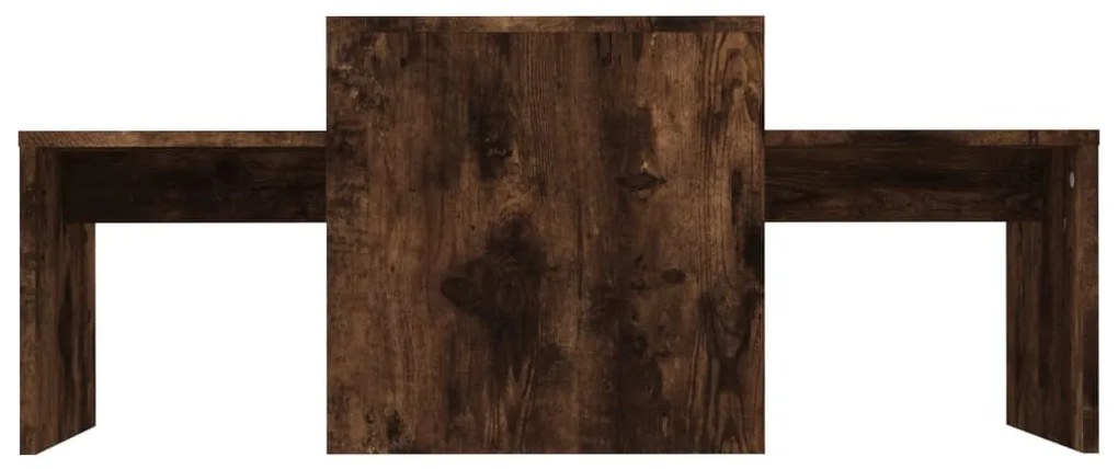 Füstös tölgy színű szerelt fa dohányzóasztalszett 100x48x40 cm