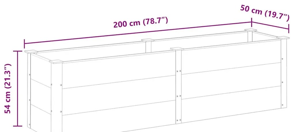 szürke WPC kerti magaságyás 200 x 50 x 54 cm