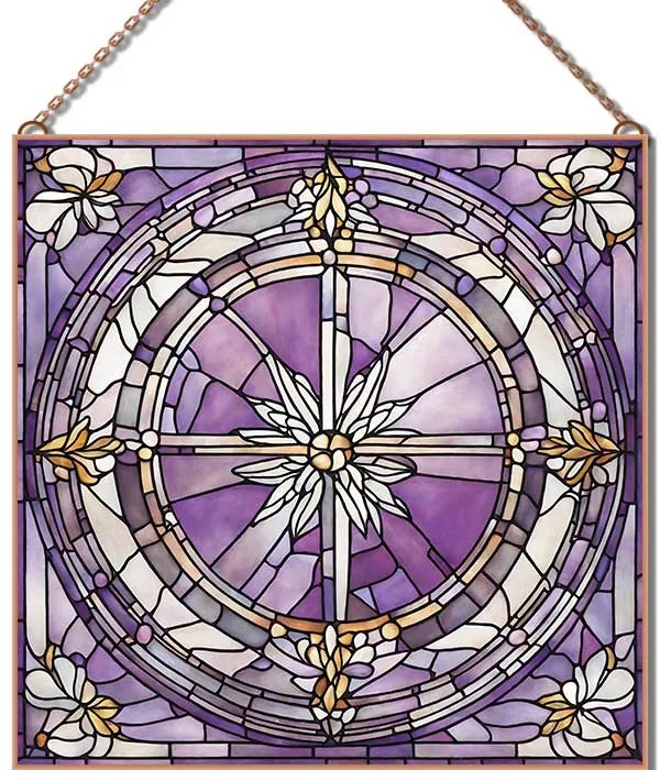 Stained-Glass-Violet-1 üvegkép, falikép