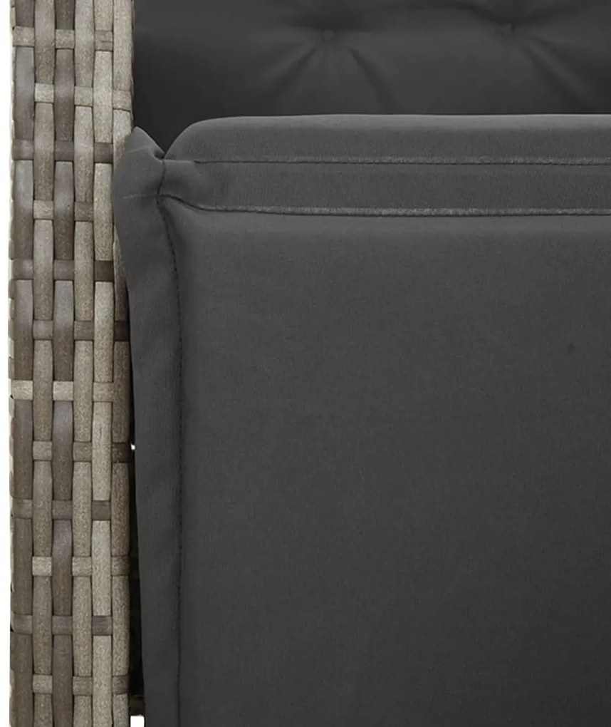 vidaXL 5 részes szürke polyrattan kerti bisztrógarnitúra párnákkal