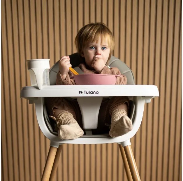 Etetőszék gyerekeknek lábtartóval, 3 éves korig, szürke