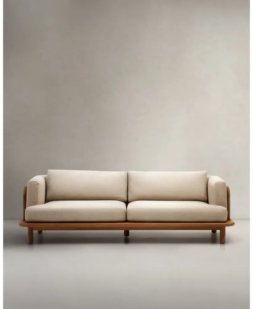 Bézs-natúr színű teakfa kerti kanapé Turqueta – Kave Home